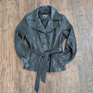 Wilson Leather Maxima M Women's Black Jacket Medium Belt Tie Waist Buttons